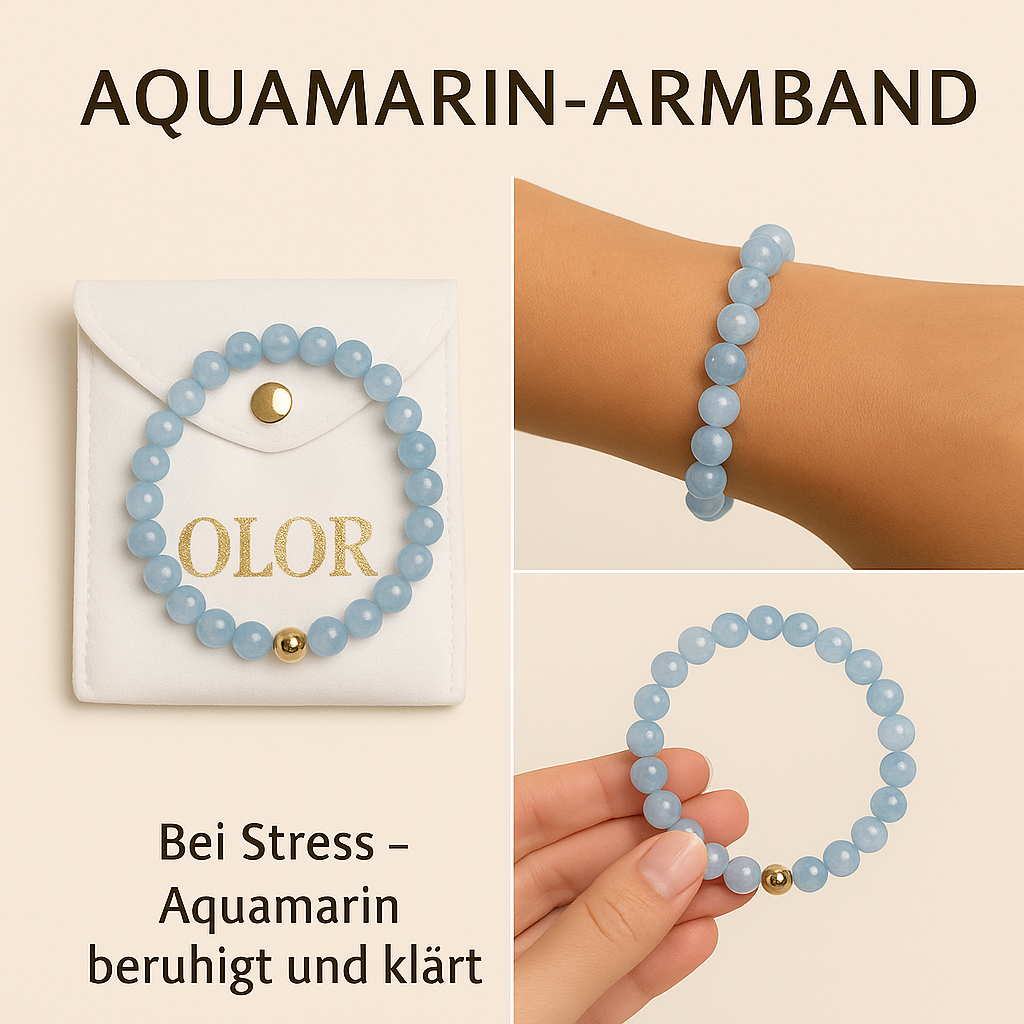 Aquamarin Armband – Gelassenheit &amp; Kommunikation | Handgefertigtes Edelstein-Armband