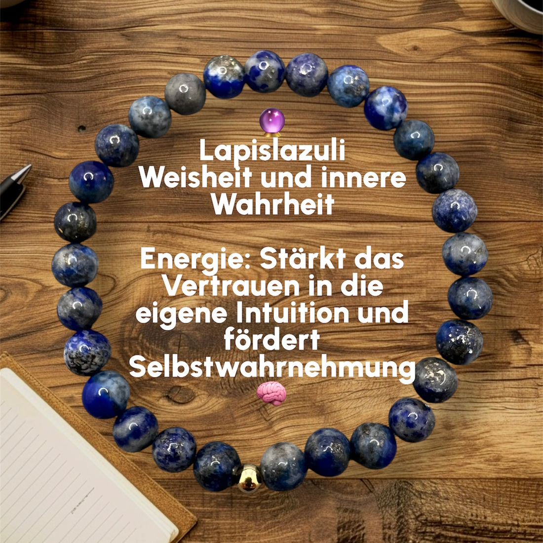 Lapislazuli Armband – Weisheit &amp; Innere Wahrheit | Handgefertigtes EdeLapislazuli Armband – Dein Stein für Weisheit und Selbstwahrnehmung
Finde deine innere Wahrheit und vertraue auf deine Intuition mit dem Lapislazuli-Armband. Dieser 