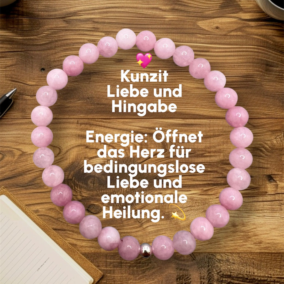 Kunzit Armband – Liebe &amp; Hingabe | Handgefertigtes Edelstein-ArmbandKunzit Armband – Dein Stein für Liebe und emotionale Heilung
Erlebe die kraftvolle Energie des Kunzit-Armbands, das dein Herz für bedingungslose Liebe öffnet und emo