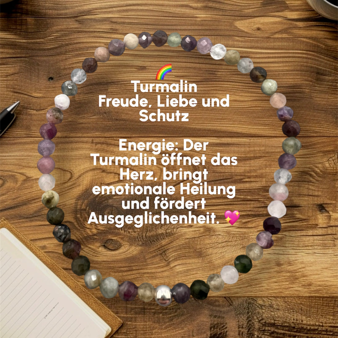 Turmalin Armband – Freude, Liebe &amp; Schutz 🌈 | Handgefertigtes EdelsteTurmalin Armband – Dein Stein für Freude und emotionale Heilung 🌈
Lass die positive Energie des Turmalins in dein Leben fließen und öffne dein Herz für Freude und L