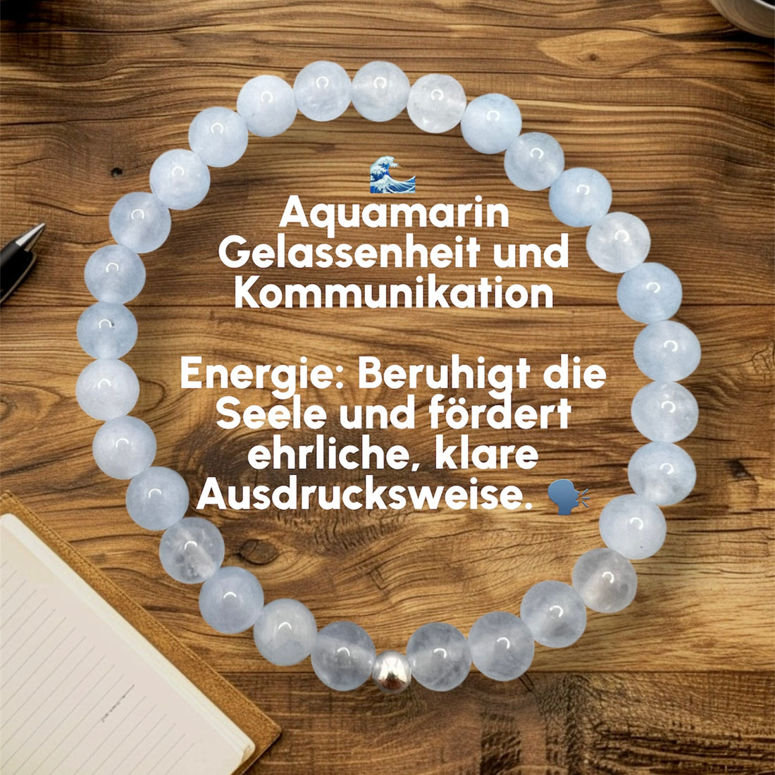 Aquamarin Armband – Gelassenheit &amp; Kommunikation | Handgefertigtes EdeAquamarin Armband – Dein Stein für Gelassenheit und klare Kommunikation
Finde innere Ruhe und Klarheit in der Kommunikation mit dem Aquamarin-Armband. Dieser wunders