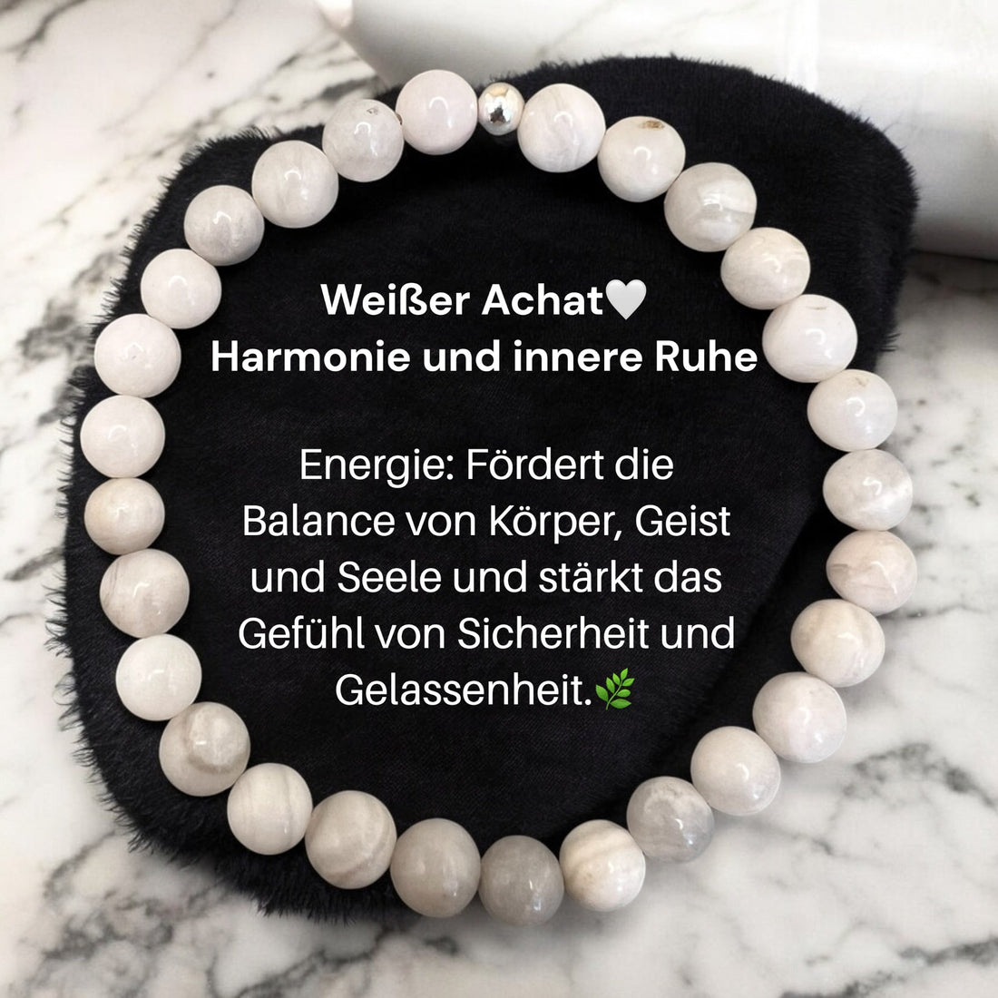 Weißer Achat Armband – Ruhe &amp; Harmonie 🤍 | Handgefertigtes Edelstein-Weißer Achat Armband – Dein Stein für innere Balance und Gelassenheit 🤍
Tauche ein in die sanfte Energie des weißen Achats und finde Harmonie und Ruhe im hektischen